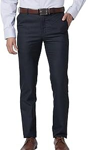Men's Slim Fit Polyester Blend Structure Pattern Flat Front Formal Trouser
