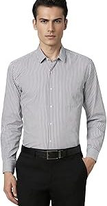 Men's Regular Fit Full Sleeve Striped Formal Shirt | Cotton Rich | Wonder Fabric | Premium Dobby Weave