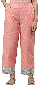 Cotton Women's Burnt Coral Cambric Regular Casual Style Palazzo