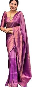 Women's Kanjivaram Soft Silk Saree With Blouse Piece