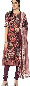 Women Wine Art Silk Straight Kurta Churidar Suit Set