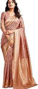 Women's Pure Kanjivaram Silk Saree Soft Sarees Banarasi Style With Blouse Piece For Wedding