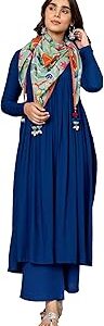 Women's Mustard Rayon Solid Kurta with Palazzo and Scarf