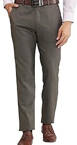 Men Mid Rise Slim Fit Solid Pattern Poly Viscose Blend Flat Front Formal Trouser