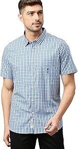 Mens | Half Sleeve Checkes | Printed | Slim Fit | 100% Cotton | Spread Collar | Shirts