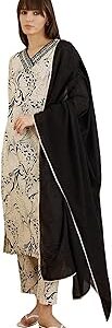 Women's Printed Pure Cotton Calf Length Straight Kurta Pant With Dupatta Set (Kh0Cr6165)