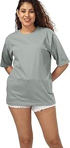 Women's 100% Cotton Oversized fit Half Sleeve Solid T-Shirt- (Pack of 1)