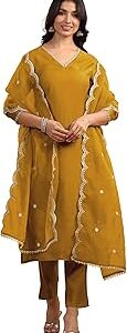 Women'S Chanderi Silk Embellished Straight Kurta Set