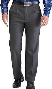 Men's Comfort Fit Structure Pattern Poly Viscose Blend Double Pleat Formal Trouser