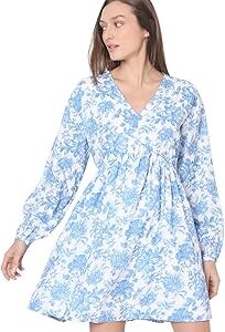 Floral Printed Bell Sleeves A-Line Dress