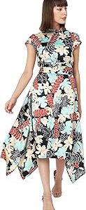 Women's Polyester Fit and Flare Midi Dress