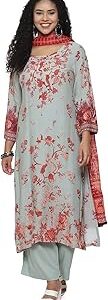 Women Sage Green LIVA Straight Kurta Palazzo Suit Set
