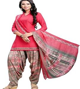 Crepe Printed unstitched Dress Material (Pink, Free Size)
