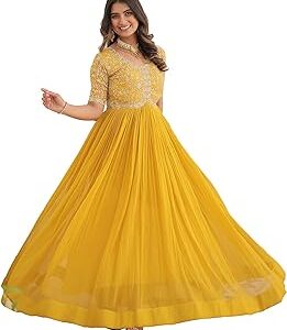 Georgette Anarkali Gown with Embroidered Top for Women