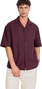Men's Cotton Half Sleeve Oversized Fit Shirt with Cuban Collar