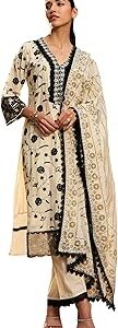 Women's Embroidered Pure Cotton Calf Length Straight Kurta Pant With Dupatta