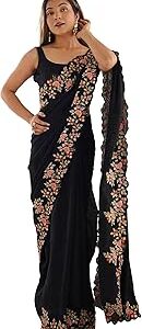 Women's Vichitra Silk Solid Saree With Unstitched Blouse (KESARI6001_KR11_Parent)