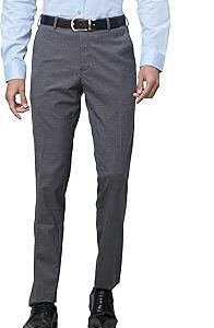 Men Slim Fit Structure Pattern Poly Viscose Blend Pleatless Formal Trouser