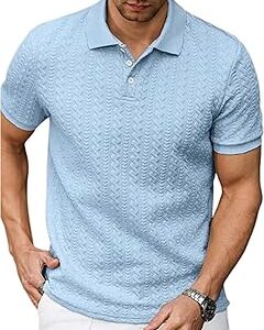Jacquard Men's Polo T Shirt for Men | Textured Tshirts for Man (Polyester Blend | Regular Fit)