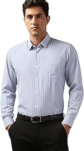 Men's Regular Fit Full Sleeve Striped Formal Shirt | Cotton Rich | Wonder Fabric | Premium Dobby Weave