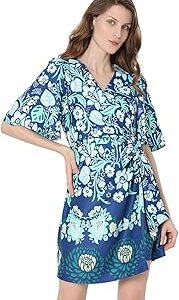 Floral Print Flared Sleeve A-Line Dress