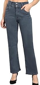 Women's Denim Stretchable 2-Button Straight Fit Jeans