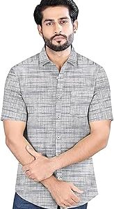 Men's Khaadi Cotton Regular Fit Half Sleeves Striped Casual Shirt