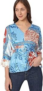 Floral Printed V-Neck Belted Top