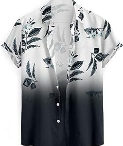 Men Solid Fashion Lycra Printed Flower Print Slim Fir Spread Collar Casual Shirt