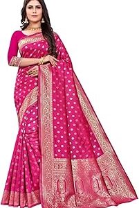Women's Pure Kanjivaram Silk Saree Banarasi Soft Sari With Blouse Piece For Wedding (Pari124-50)
