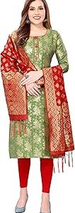 Women's Poly Silk Jacquard Unstitched Dress Material