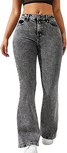 Denim Bootcut Jeans for Women & Girl | Belbottom Comfort Bottom Wear Pants | High Waist | Regular Fit, Ankle Length | Stretchable | Perfect for Formal & Casual Outfits (Charcoal)