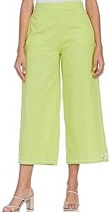 Women Lime Stripe Printed Parallel Loose Loose Pants