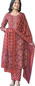 Women's Rayon Blend Floral Straight Printed Kurta Pant With Dupatta Set | kurta sets for woman