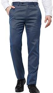 Men Slim Fit Structure Pattern Poly Viscose Blend Pleatless Formal Trouser