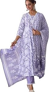 Women's Printed Pure Cotton Kurta Pant With Dupatta Set