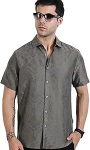 Men's | Self Design | Half Sleeve | Slim Fit | Poly Blend | Spread Collar | Casual Shirt