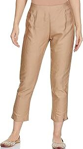 Women Brown Viscose Silk Pants