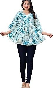 Womens Cotton Floral Printed Top Stylish and Comfortable Shirt for Women