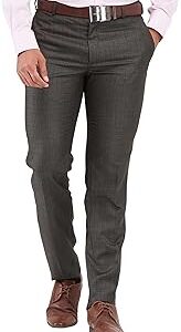 Men's Slim Fit Structure Pattern Poly Viscose Blend Flat Front Formal Trouser