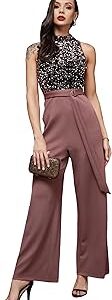 Women's Sleeveless Embellished Halter Neck Regular Jumpsuit