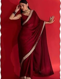 Women's Satin Solid Saree With Unstitched Blouse