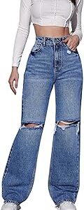 Women Wide Leg High Waist Relaxed Fit Casual Jeans_2CUT_Stone_A1B