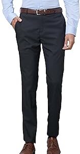 Men Slim Fit Structure Pattern Poly Viscose Blend Pleatless Formal Trouser
