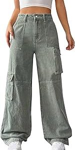 Fashion Women Cargo Jeans | High Waist Stretchable Loose Straight Fit Denim| Boyfriend Jeans for Women(WJ-1217)