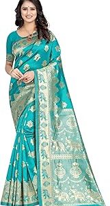 Women's Pure Soft Kanjivaram Silk Saree Banarasi Design Style With Blouse Piece for Wedding (Pari9016-51)