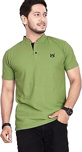 Regular Fit Mandarin Collar T-Shirt Tee for Men & Boys