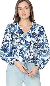 Floral Printed Cuffed Sleeves Crop Top