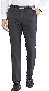 Men's Slim Fit Structure Pattern Poly Viscose Blend Flat Front Formal Trouser
