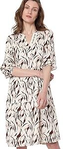 Mandarin Collar Abstract Printed Dress